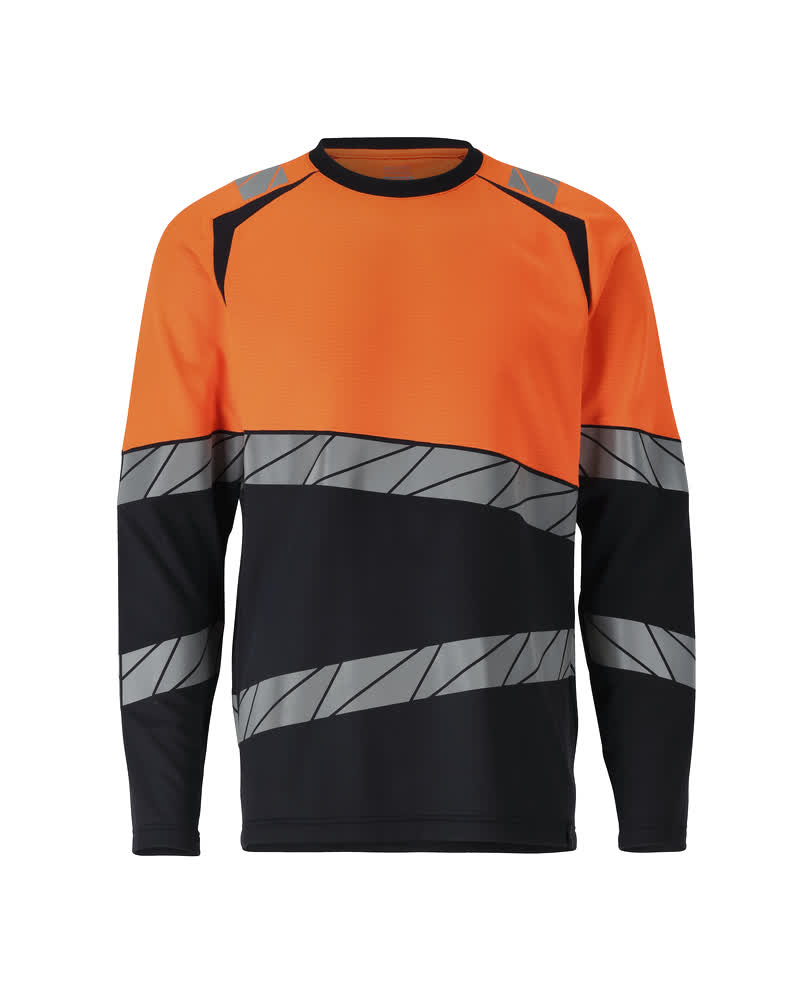 MASCOT T-shirt, long-sleeved – Dark Navy/Hi-Vis Orange