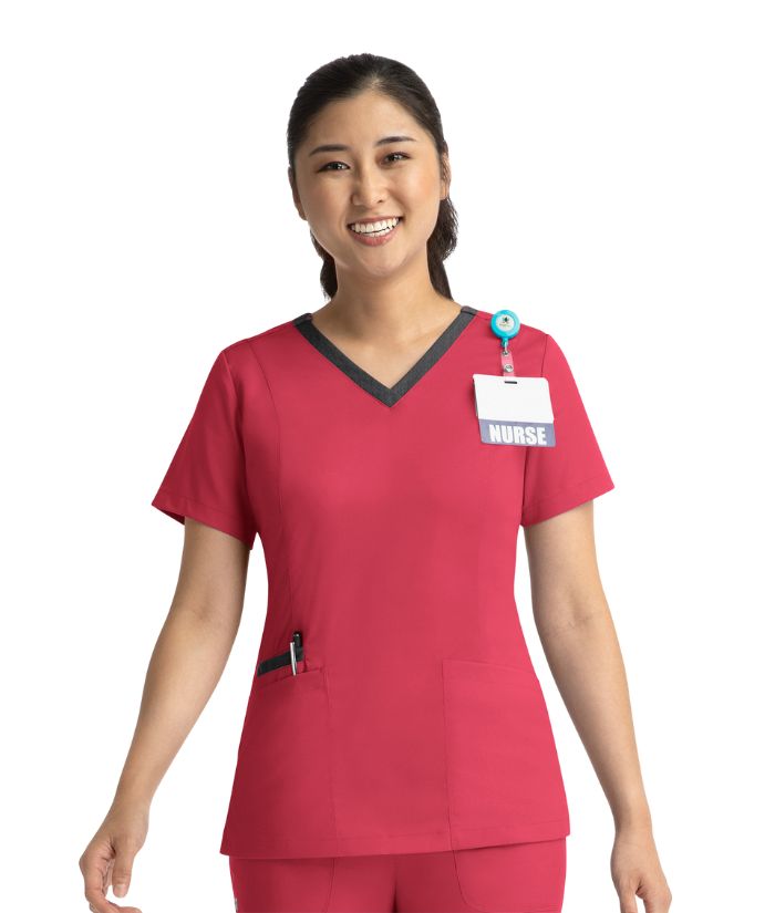 Women’s Contrast Double V-Neck Top