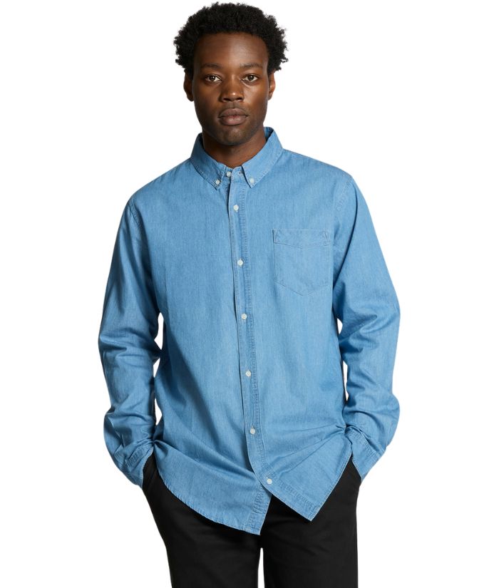 Mens Blue Denim Long Sleeve Shirt