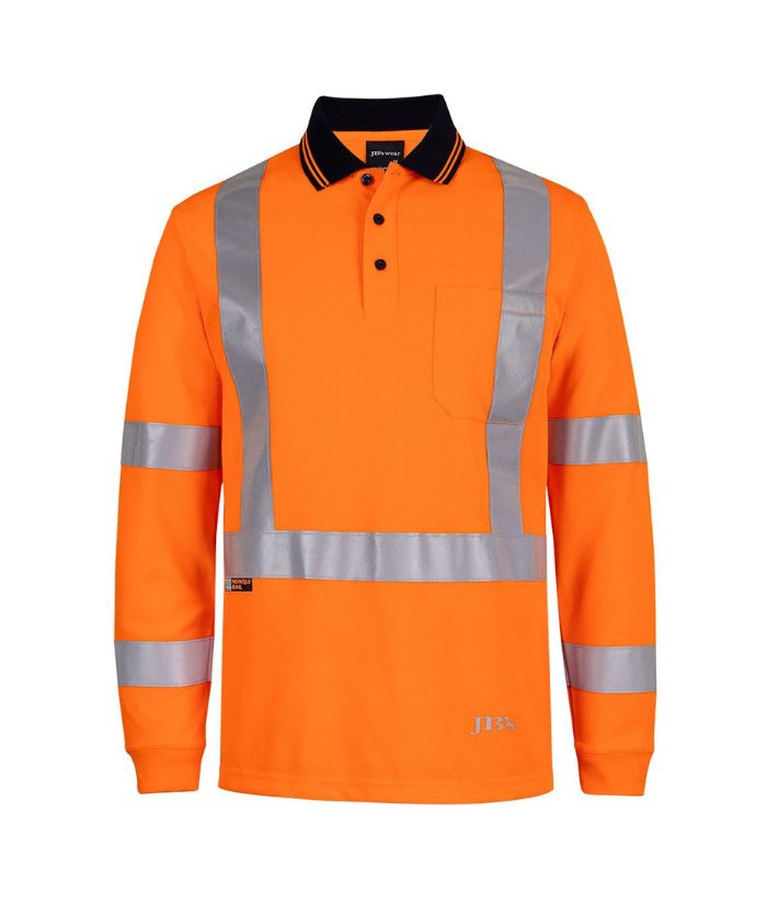 JB's Hi Vis L/S NSW/QLD Rail Biomotion X-Back Polo