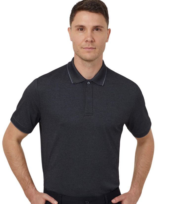 TEXTURED COTTON POLY SHORT SLEEVE POLO