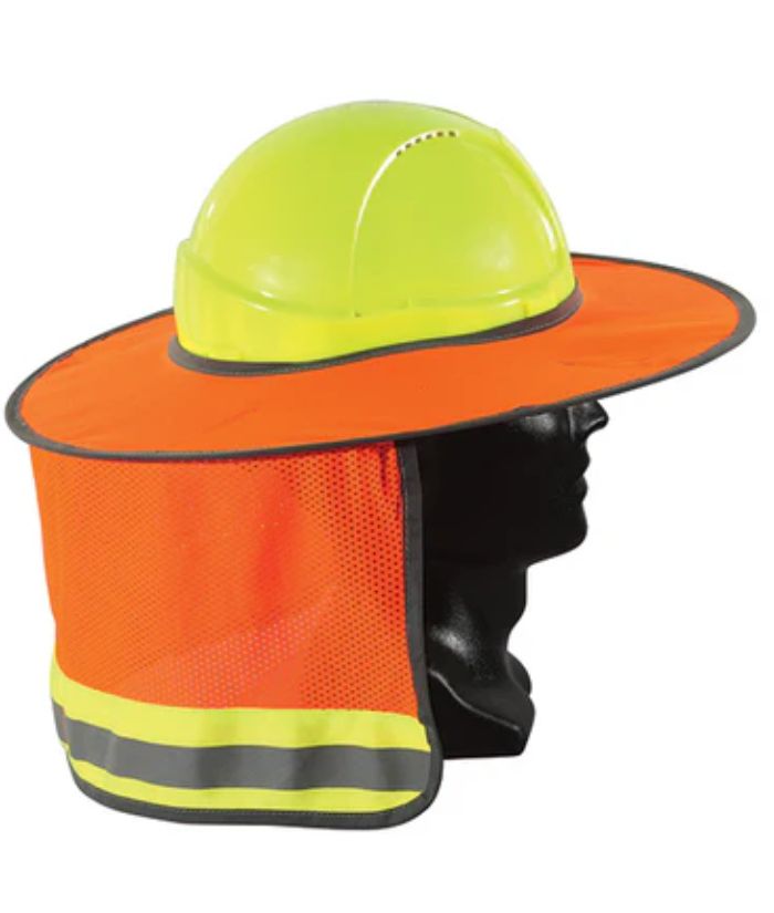 Full Brim Hard Hat Sun Shield: Fluoro Orange