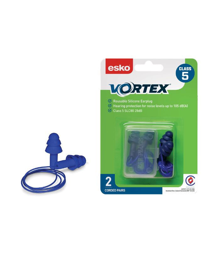 Esko Vortex Earplugs Blue Corded 2 Pack