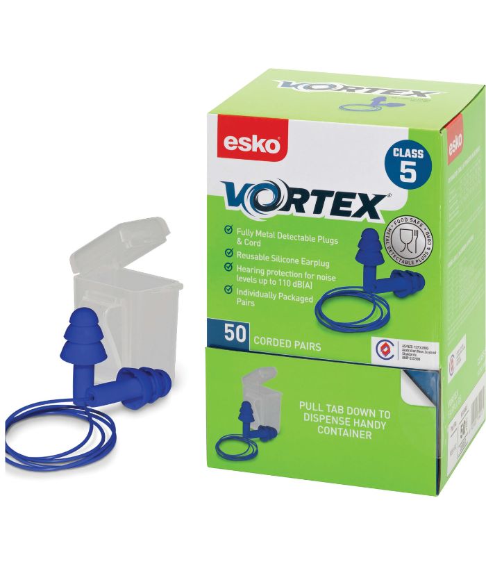 Esko Vortex Earplugs Blue Corded Reusable