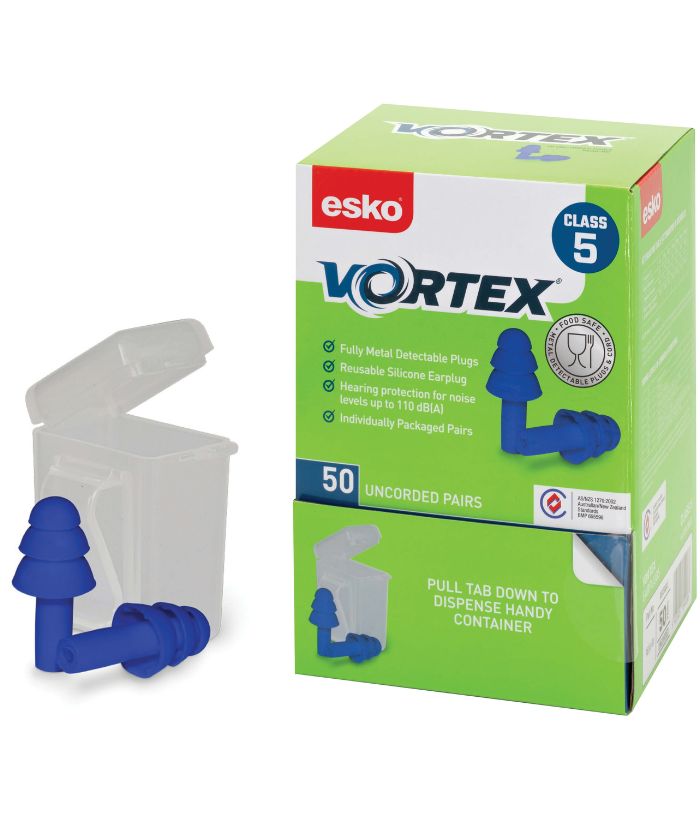 Esko Vortex Earplugs Blue Uncorded Reusable