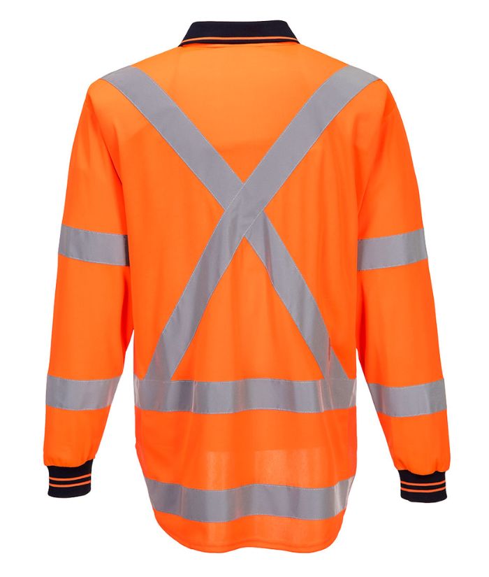 TTMC-W17 Hi-Vis X Back Polo Shirt L/S Orange