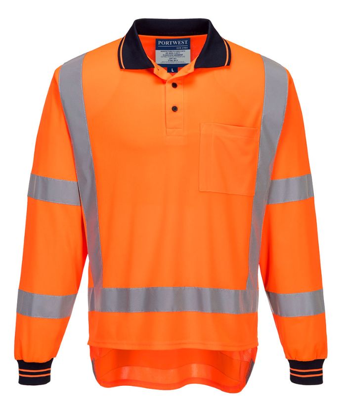 TTMC-W17 Hi-Vis X Back Polo Shirt L/S Orange
