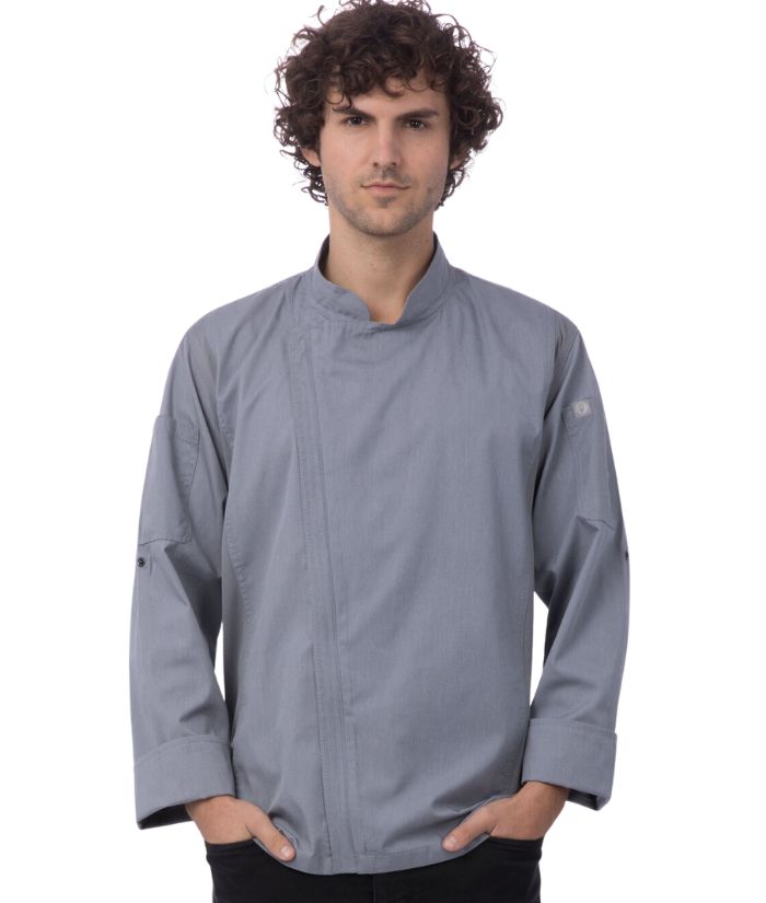 Hartford Men's Blue Chef Jacket Long Sleeve with Zipper