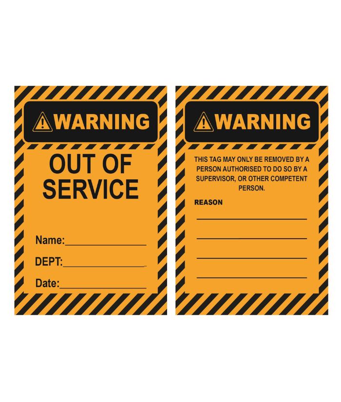 WARNING Out Of Service Lockout Tag