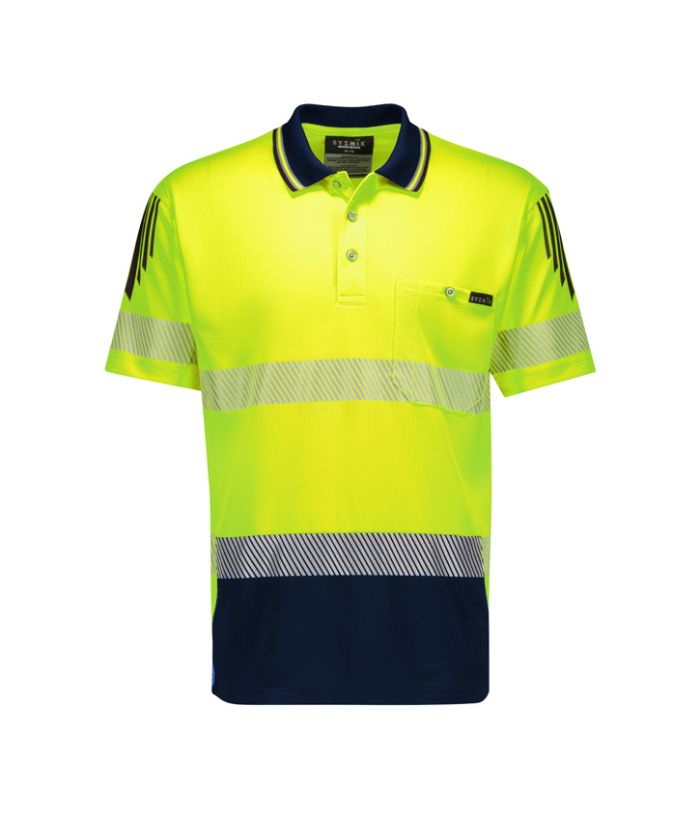 Mens Hi Vis Flux Segmented Tape Long Sleeve Polo