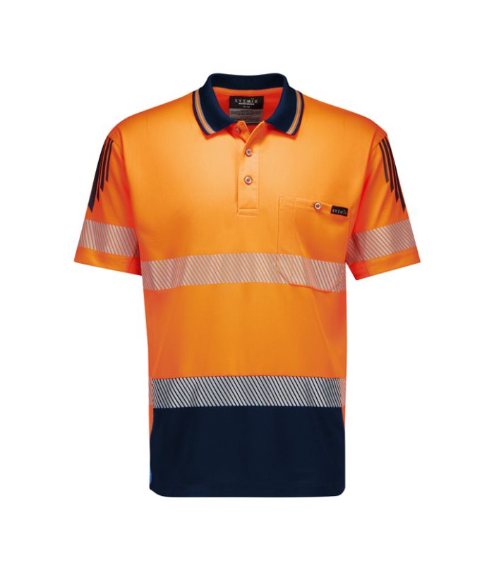 Mens Hi Vis Flux Segmented Tape Long Sleeve Polo