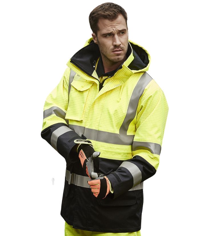 Mens Orange Flame Arc Rated Antistatic Waterproof Jacket