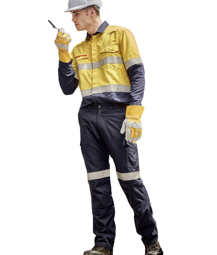 Mens Orange Flame Taped Cargo Pant (Stout)