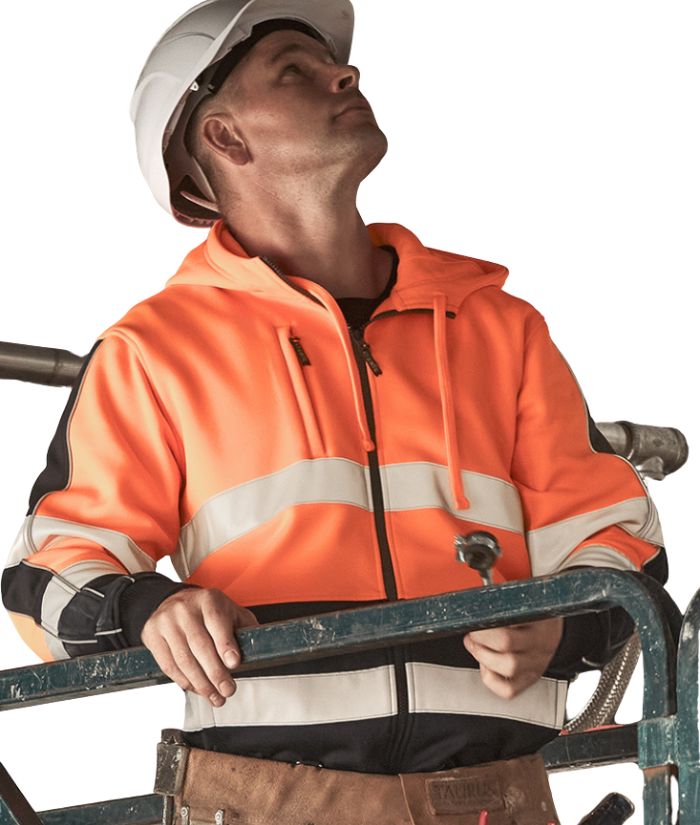 Unisex Hi Vis Full Zip Stretch Taped Hoodie