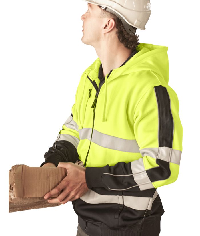 Unisex Hi Vis Full Zip Stretch Taped Hoodie