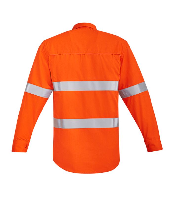 Mens Orange Flame Hi Vis Open Front Shirt - Hoop Taped