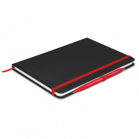 Omega Black Note Book with Pen - Uniforms and Workwear NZ - Ticketwearconz