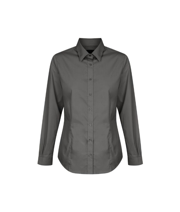 Nicholson Premium Poplin, Womens Long Sleeve Shirt - Uniforms and Workwear NZ - Ticketwearconz