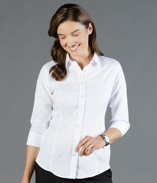 Ultimate White 3/4 Sleeve Womens Shirt - Career Slim Fit-1908wz