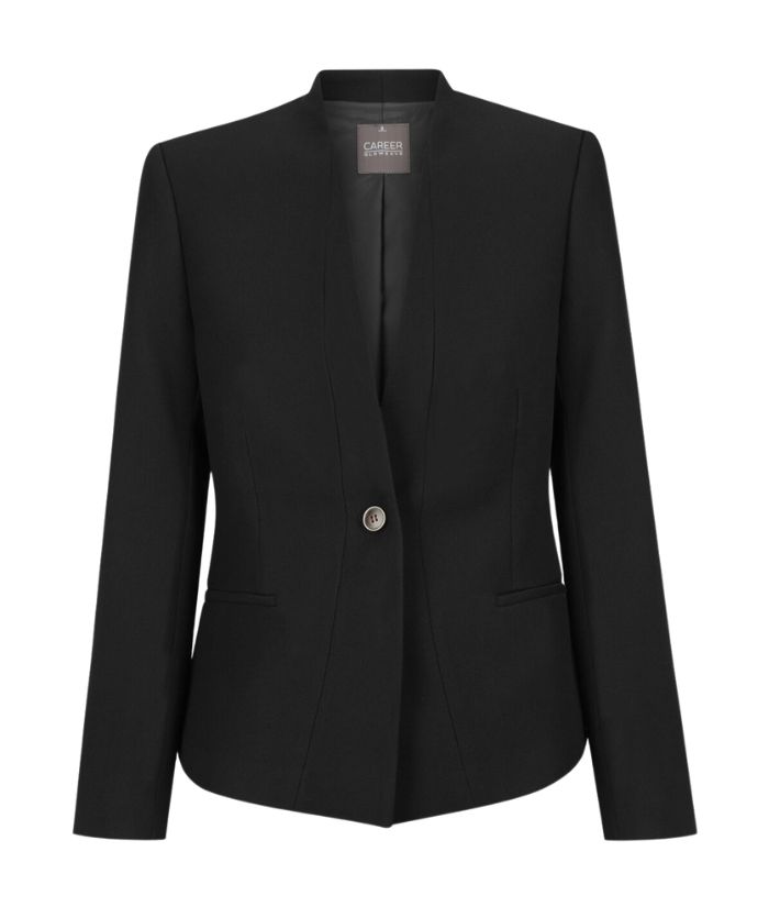 front-black-brontee-womens-textured-suit-crop-jacket-career-by-gloweave-2105WJ