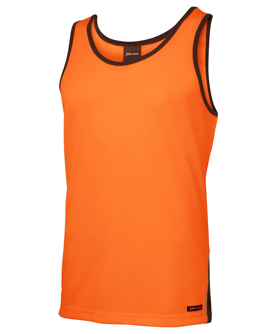 JB's Hi Vis Contrast Singlet. Code: 6HCS4. Colours: Orange, Yellow Sizes: XS - 5XL
