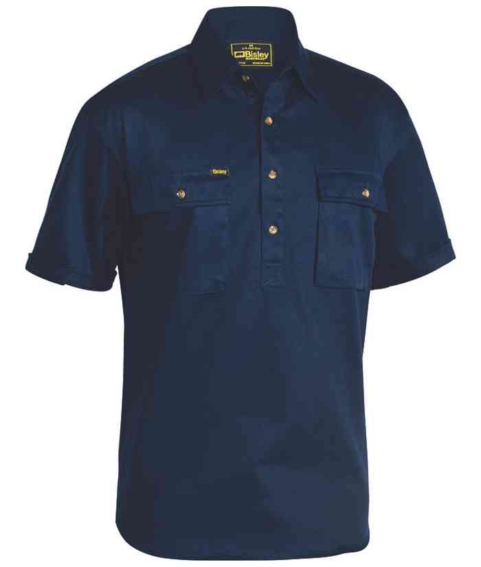Closed Front Drill Short Sleeve Shirt