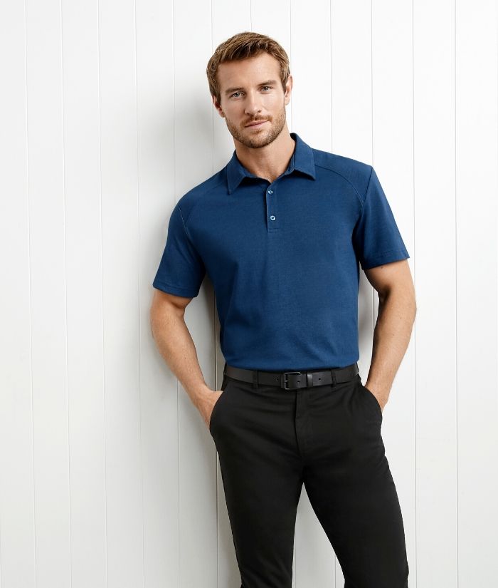 Biz Collection Byron Mens Short Sleeve Polo. Colour Steel Blue Style P011MS
