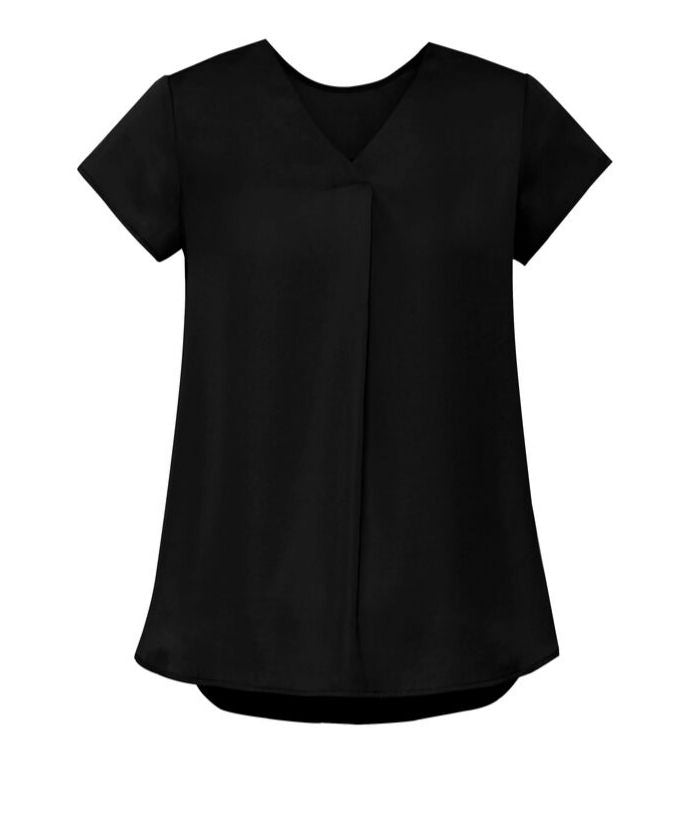 Womens Kayla V-neck Pleat Blouse - Uniforms and Workwear NZ - Ticketwearconz