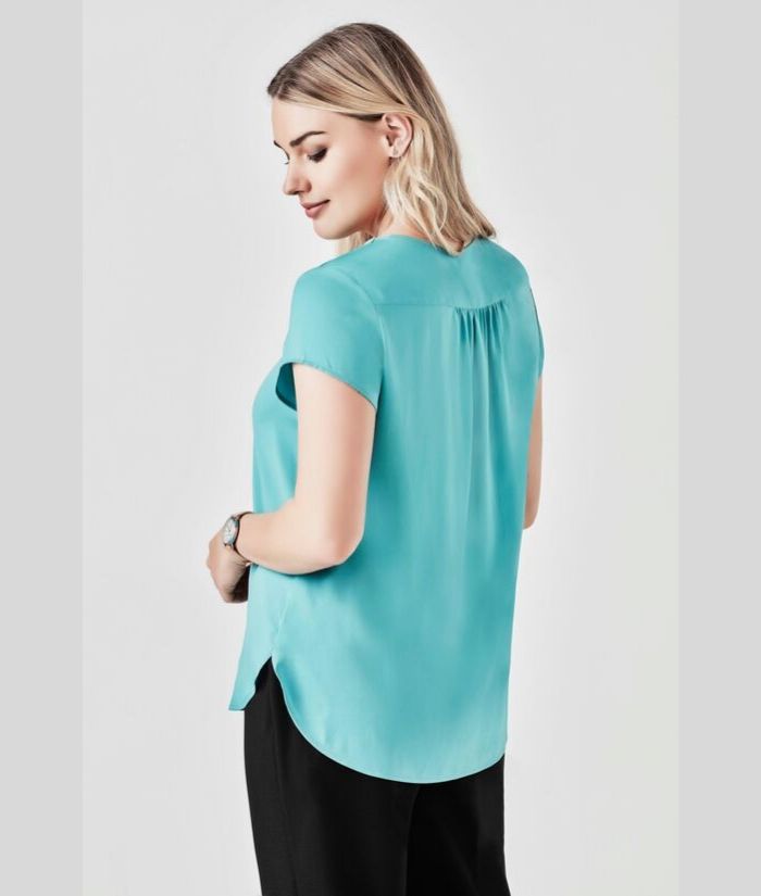 Womens Kayla V-neck Pleat Blouse - Uniforms and Workwear NZ - Ticketwearconz
