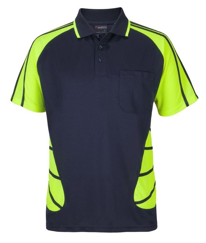Lime-navy-jb_s-Hi-vis-short-sleeve-spider-polo-6HSSP-workwear-trades