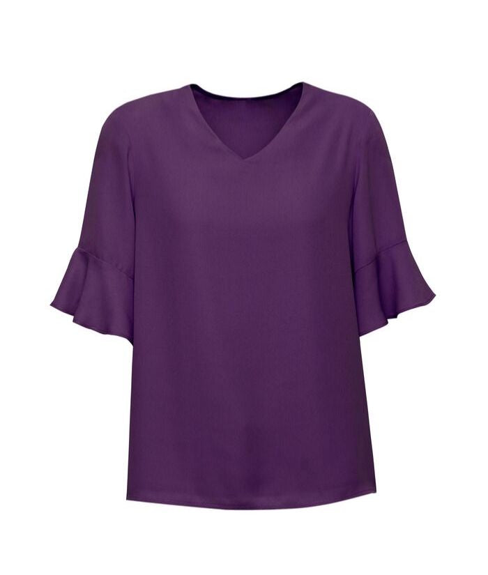 Womens Aria Fluted Sleeve Blouse - Uniforms and Workwear NZ - Ticketwearconz
