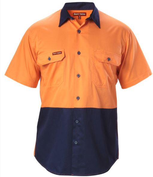 Koolgear Hi Vis, Two Tone, Vented, S/S Cotton Drill Shirt - Uniforms and Workwear NZ - Ticketwearconz