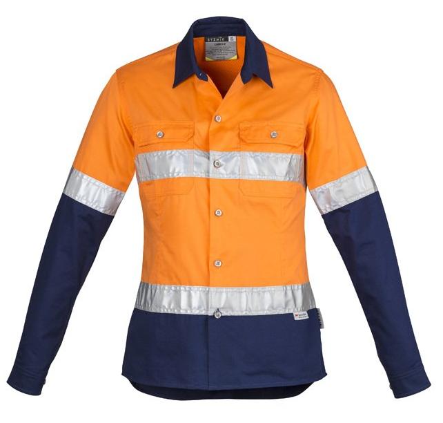 Womens Hi Vis Spliced Industrial Shirt - Hoop Taped-zwl123