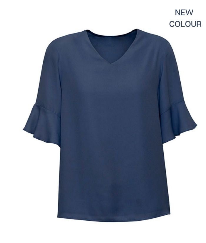 Womens Aria Fluted Sleeve Blouse - Uniforms and Workwear NZ - Ticketwearconz