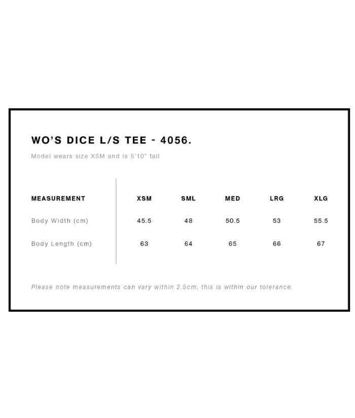 Womens Dice L/S Tee - Uniforms and Workwear NZ - Ticketwearconz