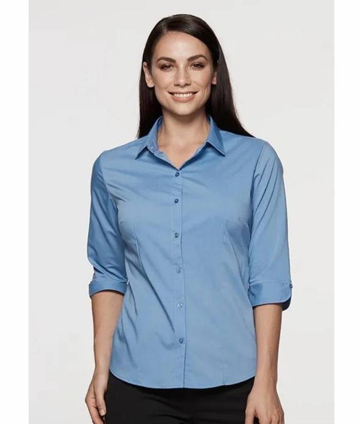 aussie-pacific-womens-ladies-mosman-3-4-sleeve-shirt-2903T-blue