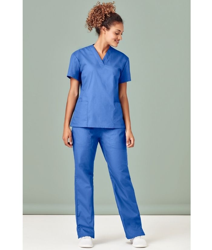 biz-care-womens-ladies-scrub-top-H10622-royal-blue