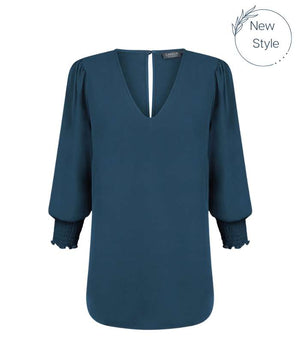 cleo-v-neck-shirred-cuff-long-sleeve-soft-top-career-gloweave-1799wz