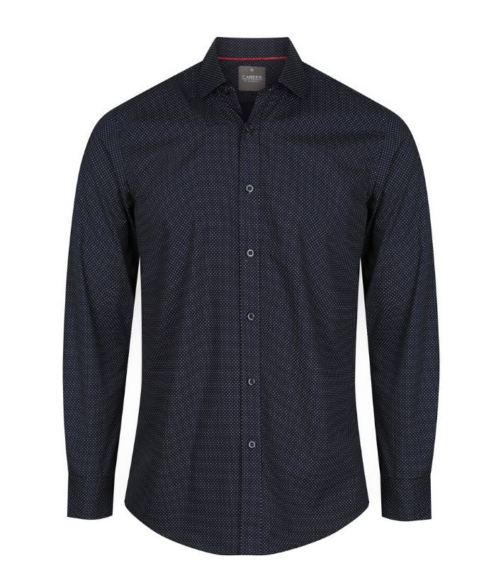 Soho Dot Print Long Sleeve Mens Shirt - Uniforms and Workwear NZ - Ticketwearconz