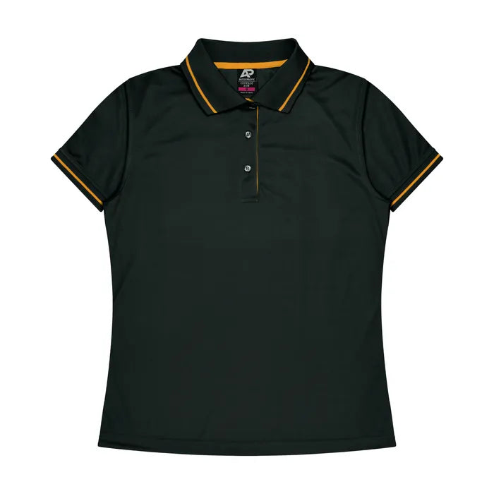 black-gold-aussie-pacific-womens-ladies-cottesloe-short-sleeve-polo-2319