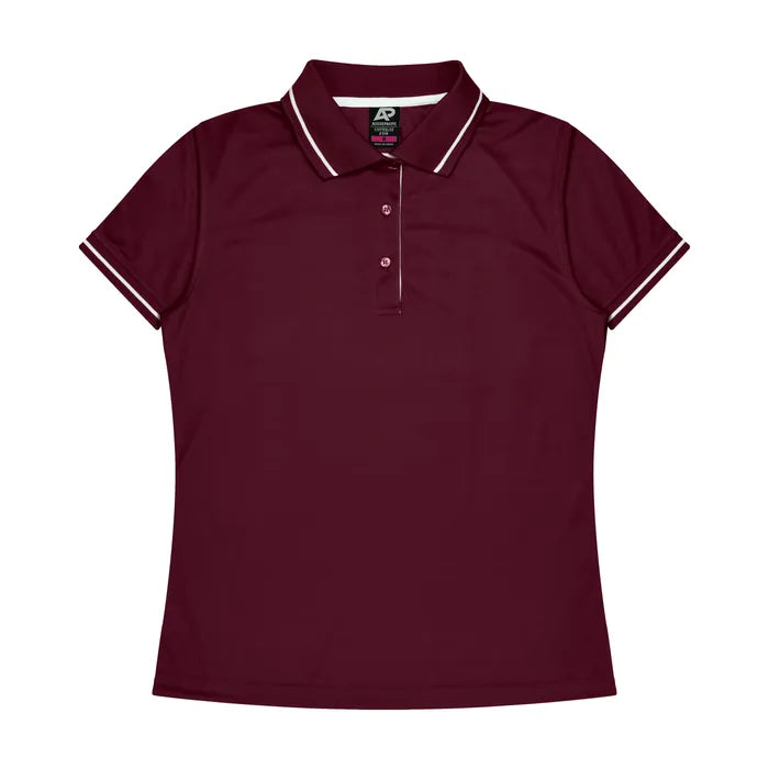 maroon-white-aussie-pacific-womens-ladies-cottesloe-short-sleeve-polo-2319