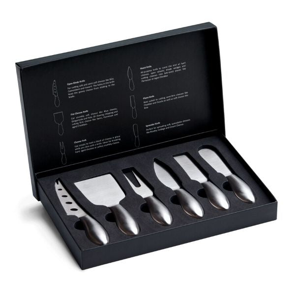 Formaggio 6pc Cheese Knife set. Stainless Steel. Boxed POFCKS