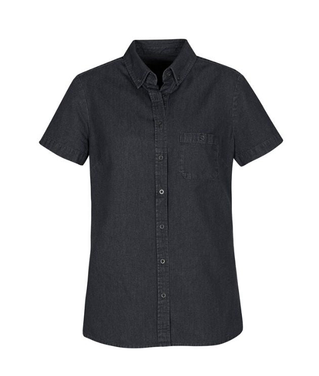 Indie Womens Short Sleeve Denim Shirt - Uniforms and Workwear NZ - Ticketwearconz