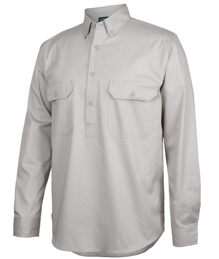 Longreach Closed Front Drill Long Sleeve Shirt - Uniforms and Workwear NZ - Ticketwearconz