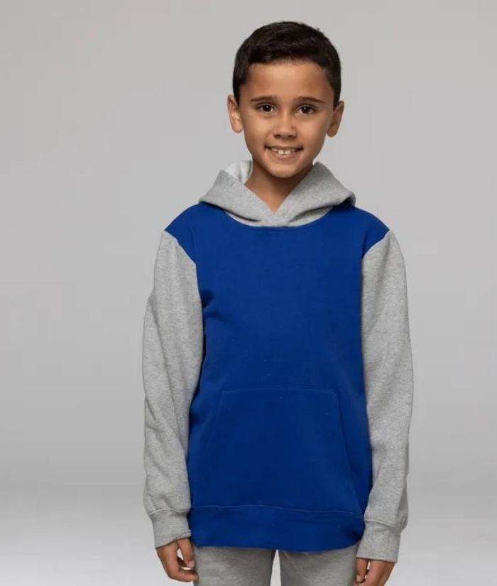 kids-royal-grey-worn-Aussie-Pacific-adults-unisex-Monash-cotton-rich-two-tone-hoodie-3530