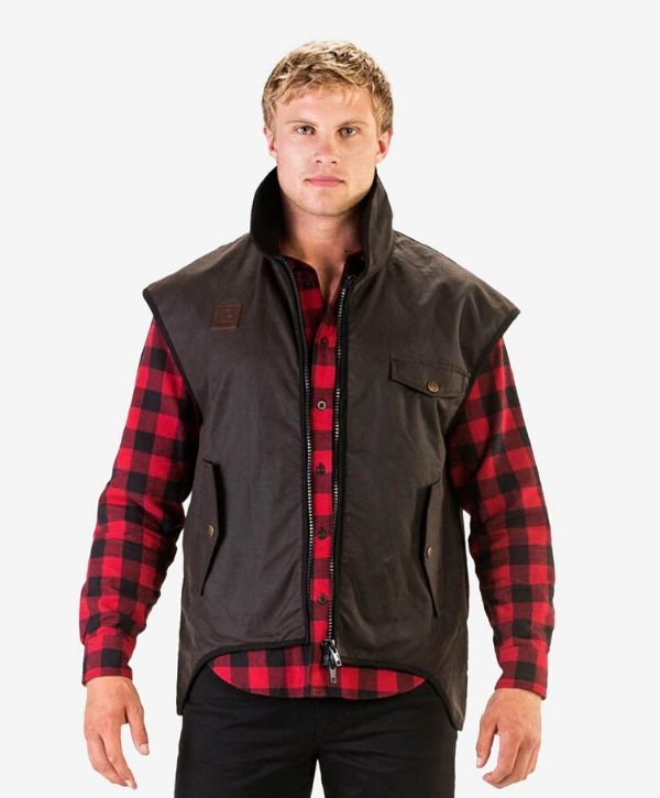 Mens Levels Oilskin Vest with Cotton Lining - Uniforms and Workwear NZ - Ticketwearconz