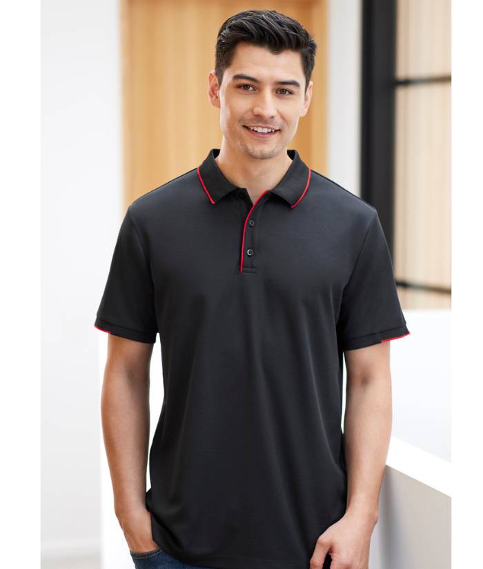 model-black-red-biz-collection-mens-focus-polo-P313MS-uniform-cotton-back-fabric