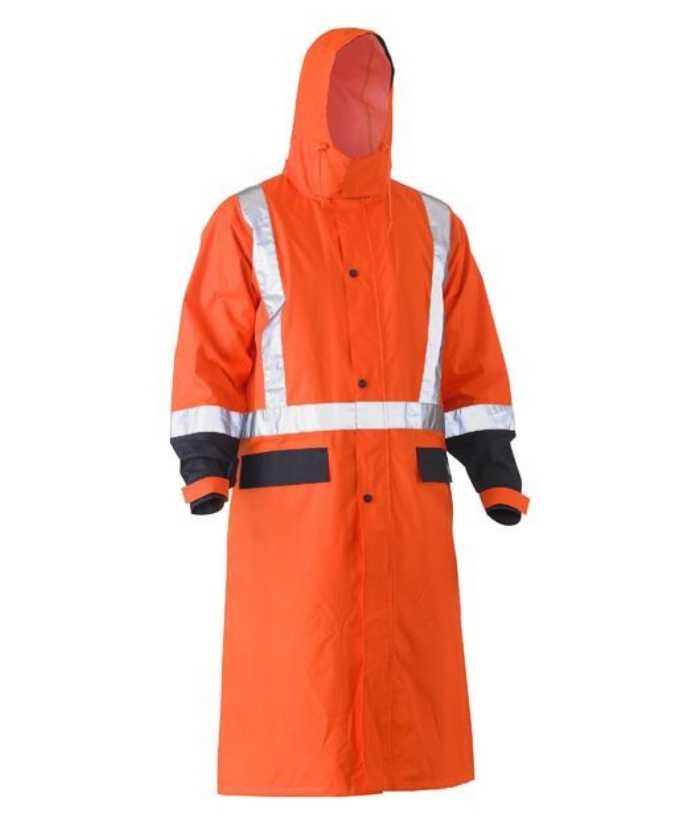 Taped, Hi Vis, Long Rain Coat - Uniforms and Workwear NZ - Ticketwearconz