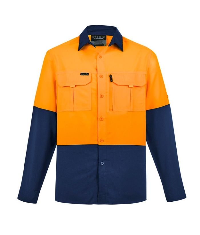 Mens Outdoor Hi Vis, 100% Polyester, L/S Shirt - Uniforms and Workwear NZ - Ticketwearconz