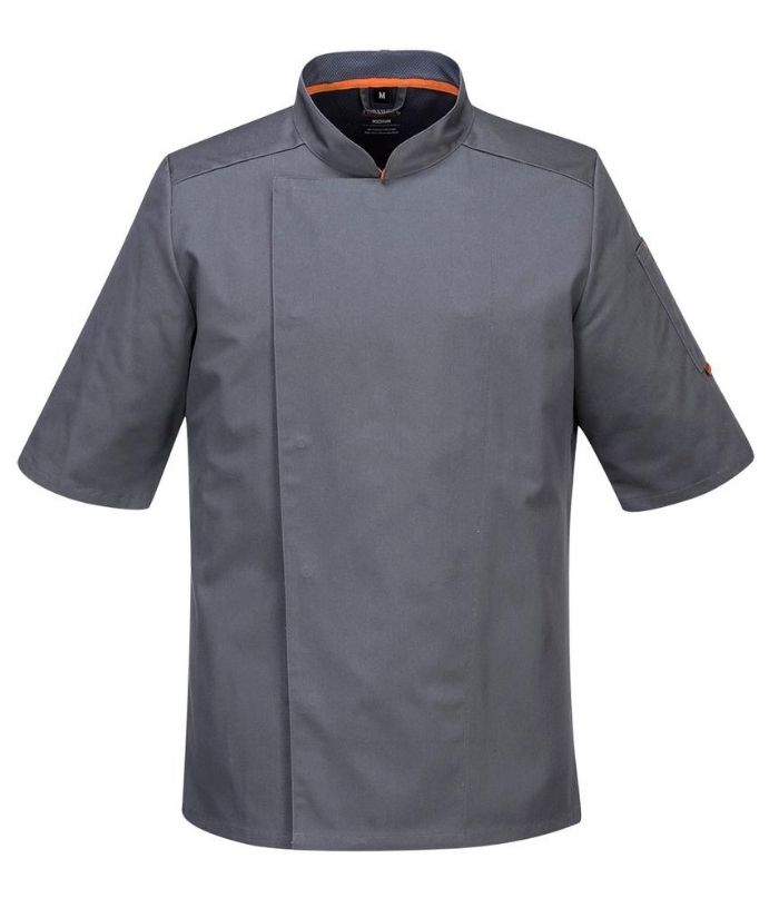 portwest-meshair-domed-chef-jacket-Short-sleeves-slate-grey-S738